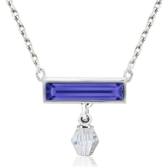 Lilac, Rive Blue & Clear Swarovski Crystal Necklace – Sterling Silver Overlay - Picture 3 of 7